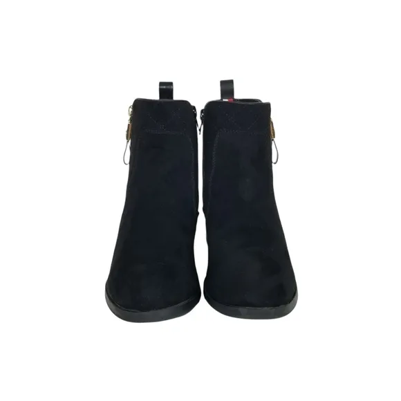 Tommy Hilfiger Patron 2 Quilted Suede Ankle Boots in Black Womens Size 7.5