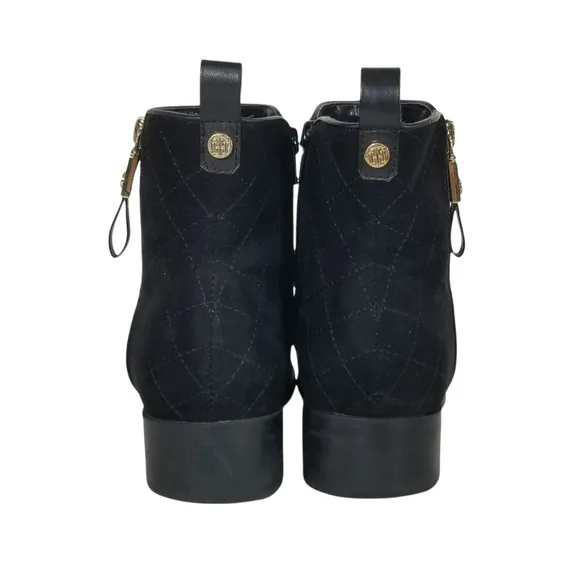 Tommy Hilfiger Patron 2 Quilted Suede Ankle Boots in Black Womens Size 7.5