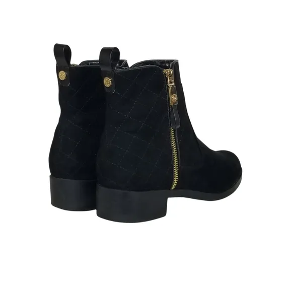 Tommy Hilfiger Patron 2 Quilted Suede Ankle Boots in Black Womens Size 7.5