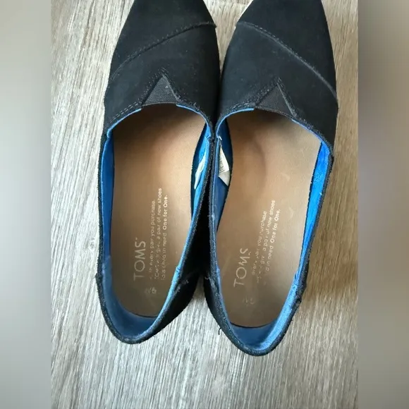 TOMS Espadrilles Slip On Shoes Rope Shoes Flats Wedges Black Tan Size 5 Comfy