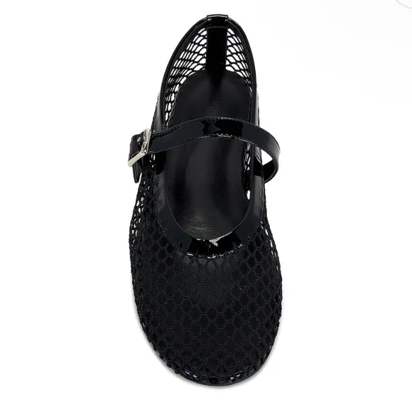 Tony Bianco Mia Buckle Mary Jane Mesh Net Flats in Black Shopbop Revolve $160