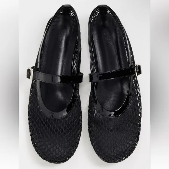 Tony Bianco Mia Buckle Mary Jane Mesh Net Flats in Black Shopbop Revolve $160