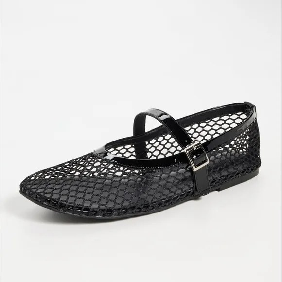 Tony Bianco Mia Buckle Mary Jane Mesh Net Flats in Black Shopbop Revolve $160