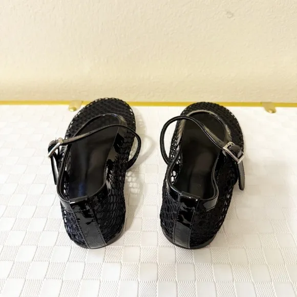 Tony Bianco Mia Buckle Mary Jane Mesh Net Flats in Black Shopbop Revolve $160