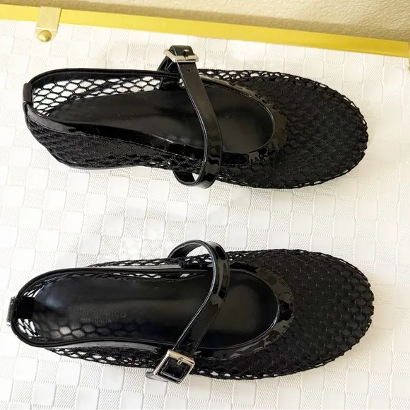 Tony Bianco Mia Buckle Mary Jane Mesh Net Flats in Black Shopbop Revolve $160