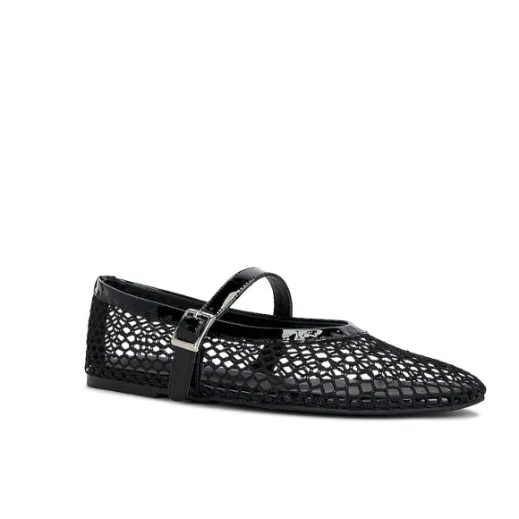 Tony Bianco Mia Buckle Mary Jane Mesh Net Flats in Black Shopbop Revolve $160