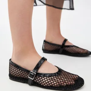 Tony Bianco Mia Buckle Mary Jane Mesh Net Flats in Black Shopbop Revolve $160