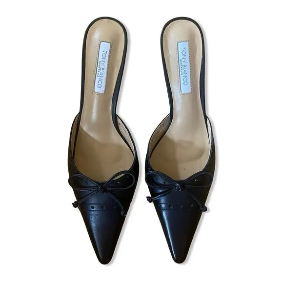 Tony Bianco Scooter black Shoes high heels mules slides Nappa Revolve 7