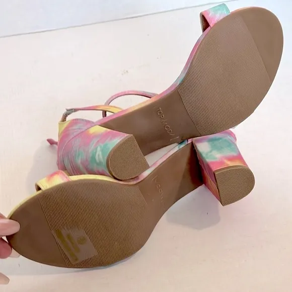 Top Moda Hannah tye dye block Heeled Sandals size 8