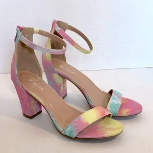 Top Moda Hannah tye dye block Heeled Sandals size 8