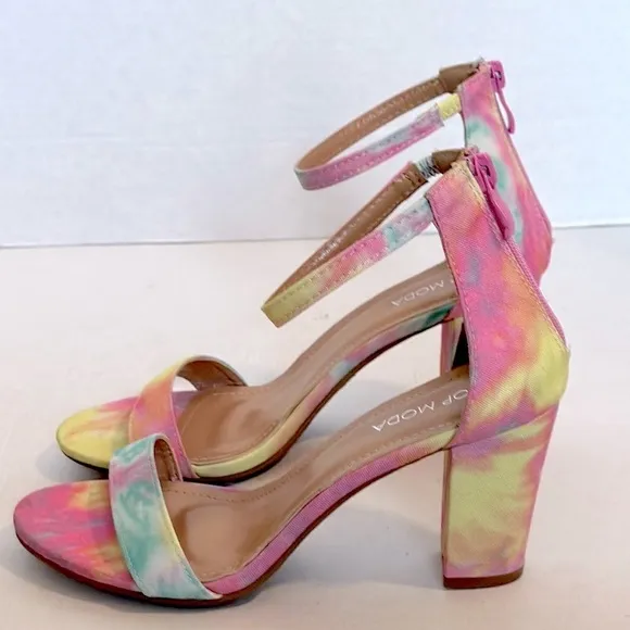 Top Moda Hannah tye dye block Heeled Sandals size 8