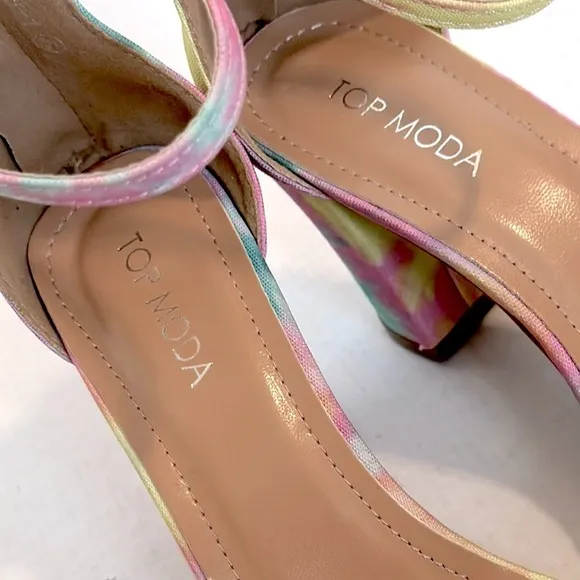 Top Moda Hannah tye dye block Heeled Sandals size 8