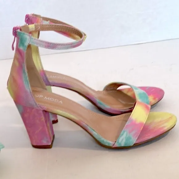 Top Moda Hannah tye dye block Heeled Sandals size 8