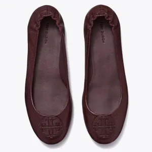 Tory Burch $228 MINNIE TRAVEL BALLET Flats Plum Dark Burgundy 10 10.5