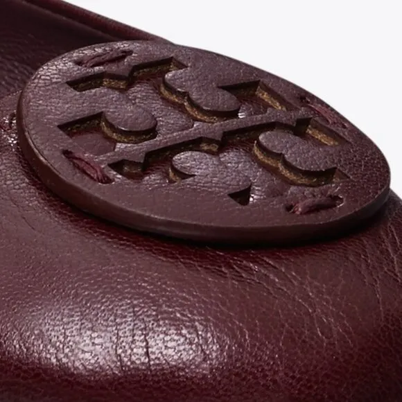 Tory Burch $228 MINNIE TRAVEL BALLET Flats Plum Dark Burgundy 10 10.5