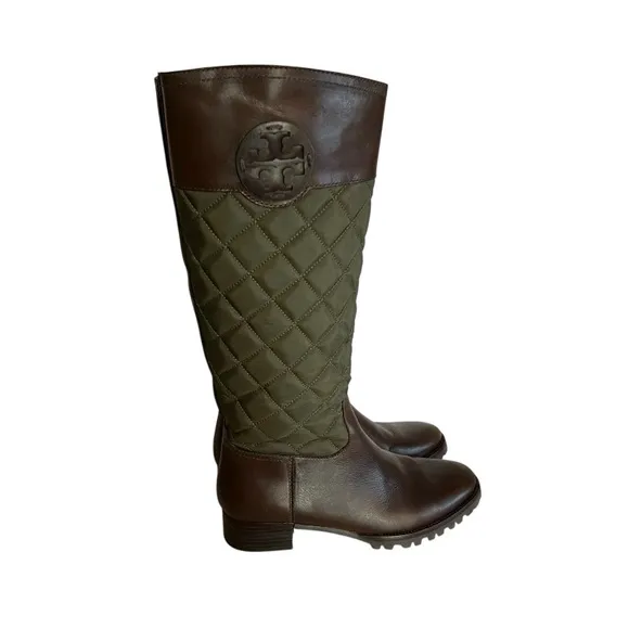 TORY BURCH 7.5 M ROWAN QUILTED LEATHER Pull-On RIDING TALL BOOTS MSRP$495