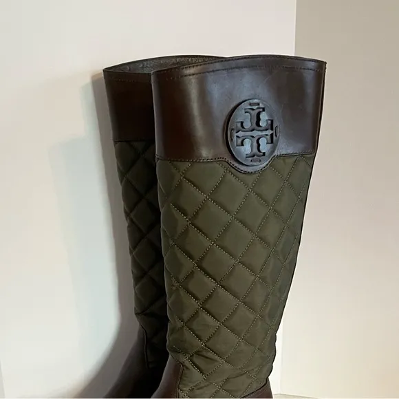 TORY BURCH 7.5 M ROWAN QUILTED LEATHER Pull-On RIDING TALL BOOTS MSRP$495