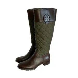 TORY BURCH 7.5 M ROWAN QUILTED LEATHER Pull-On RIDING TALL BOOTS MSRP$495