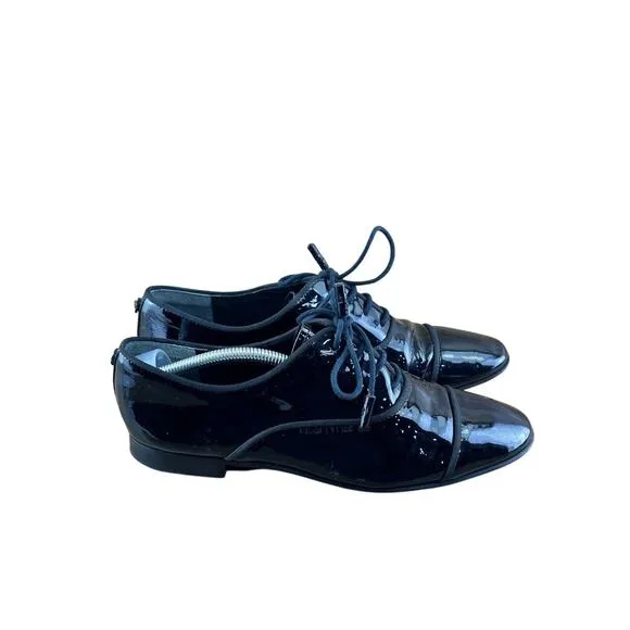 Tory Burch Bombe Women's Oxford Size 9M Royal Leather Lace Up Shoes