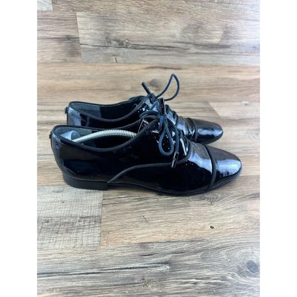 Tory Burch Bombe Women's Oxford Size 9M Royal Leather Lace Up Shoes