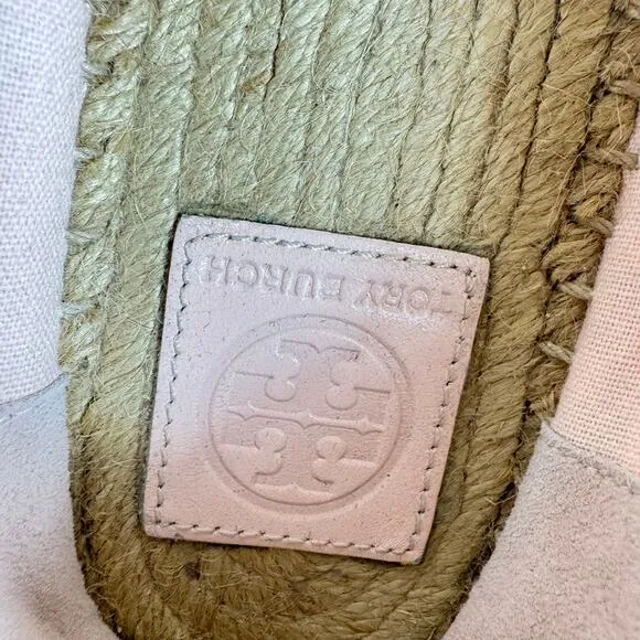 Tory Burch Cecily Sequin Embellished Canvas Espadrilles Slip On Flats Size 9