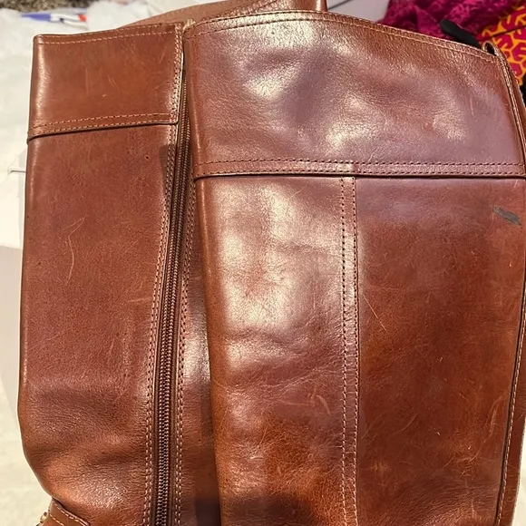 Tory Burch Chestnut Brown Leather Riding Boots, lightly worn