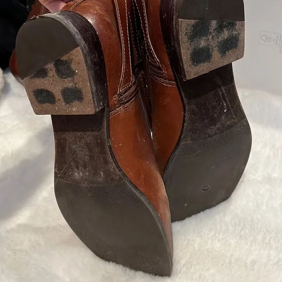 Tory Burch Chestnut Brown Leather Riding Boots, lightly worn