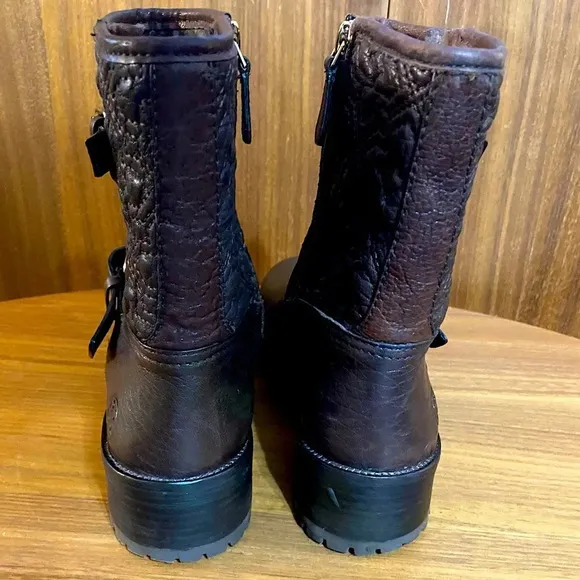 Tory Burch Chrystie Biker Boots Moto Bikercore Quilted Leather