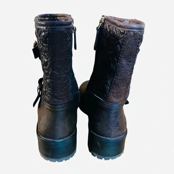 Tory Burch Chrystie Biker Boots Moto Bikercore Quilted Leather