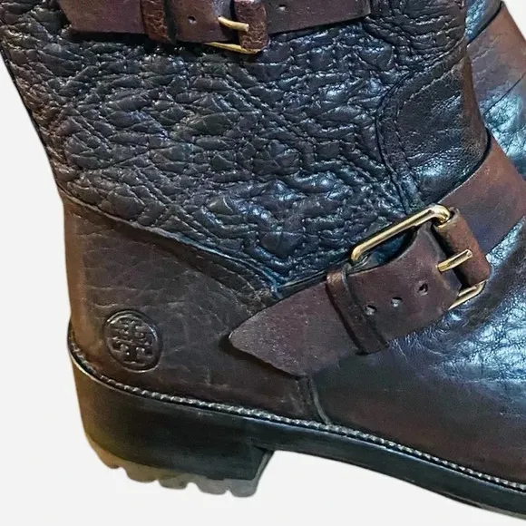 Tory Burch Chrystie Biker Boots Moto Bikercore Quilted Leather