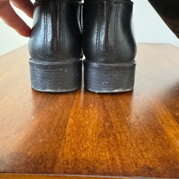 Tory Burch Claremont Quilted Pattern Leather Riding Boots Black