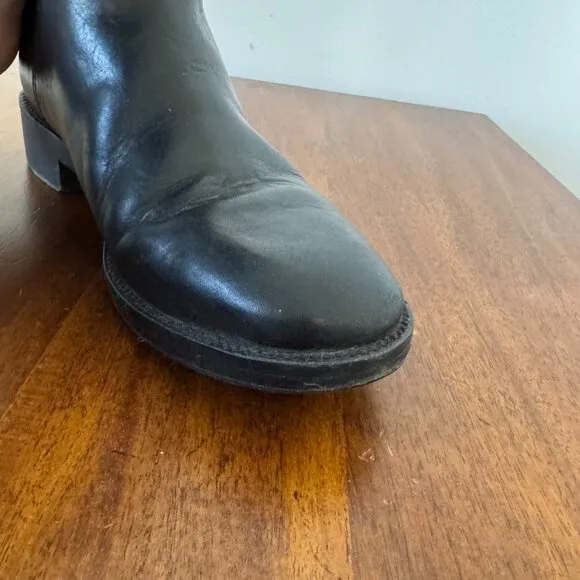 Tory Burch Claremont Quilted Pattern Leather Riding Boots Black