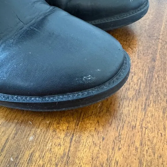Tory Burch Claremont Quilted Pattern Leather Riding Boots Black