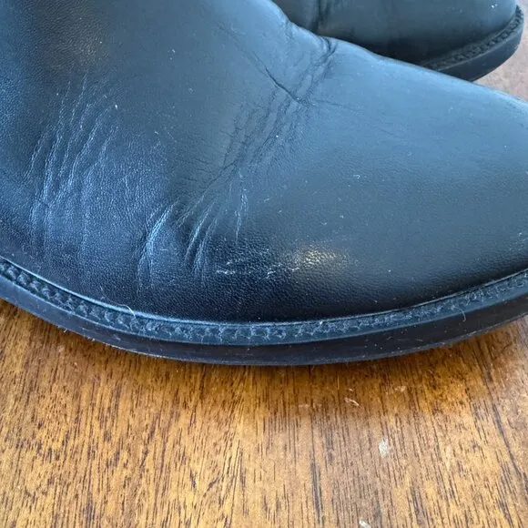 Tory Burch Claremont Quilted Pattern Leather Riding Boots Black