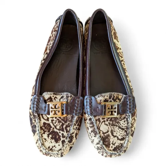 Tory Burch Kendrick Calf Hair Leather Driving Loafers Shoes Women's sz 7 NWOT