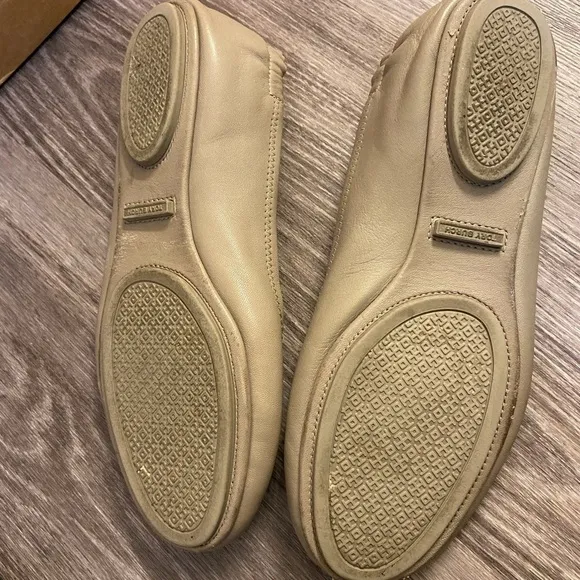 Tory Burch Minnie nude leather ballet flats