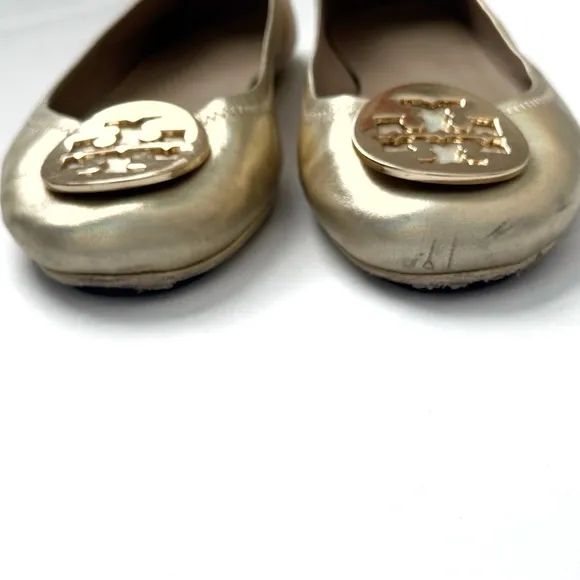 Tory Burch ‘Minnie’ Travel Gold Ballet Flats - Size 9.5