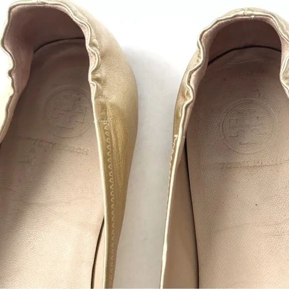 Tory Burch ‘Minnie’ Travel Gold Ballet Flats - Size 9.5