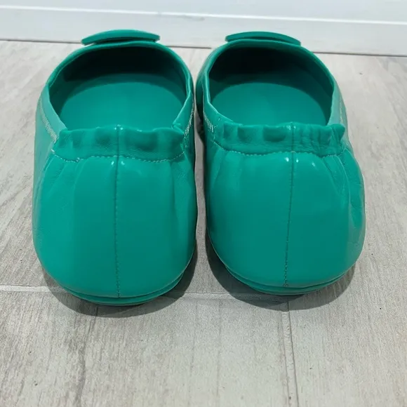 TORY BURCH Minnie Travel Leather Ballet Flats 8.5M HTF RARE Color!