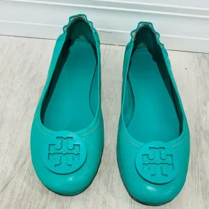 TORY BURCH Minnie Travel Leather Ballet Flats 8.5M HTF RARE Color!