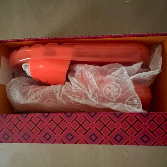 Tory Burch orange Bubble Jelly slides size 8