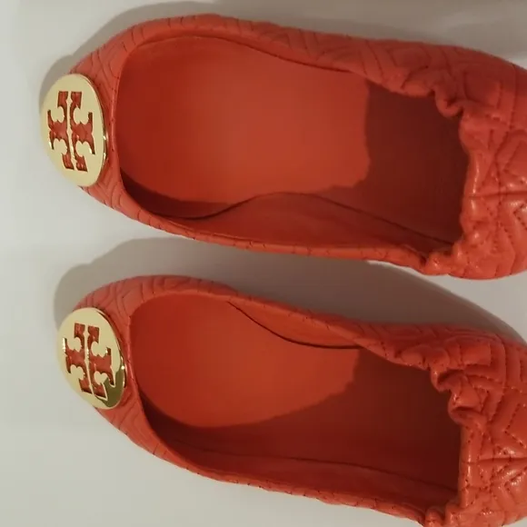 Tory Burch Quilted Minnie Nappa Leather Travel Ballet Flats, Bright Samb…