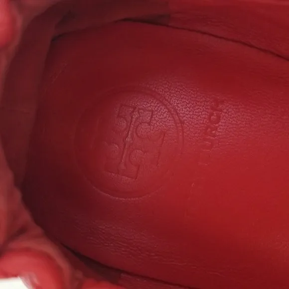 Tory Burch Quilted Minnie Nappa Leather Travel Ballet Flats, Bright Samb…
