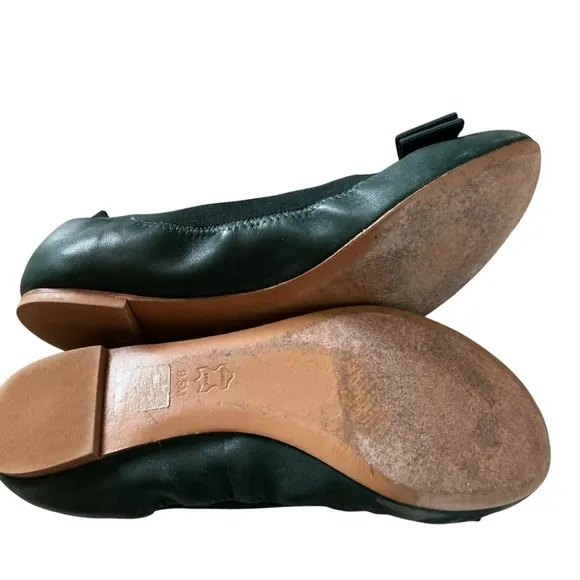 Tory Burch Sedgwick ballet flats size 9.5 lambskin leather in jitney green