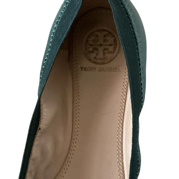 Tory Burch Sedgwick ballet flats size 9.5 lambskin leather in jitney green
