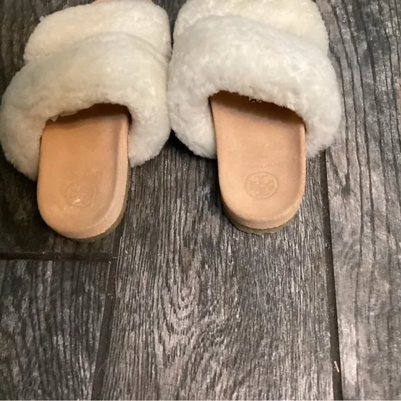 Tory Burch Sheldon Shearling Slip On Slide