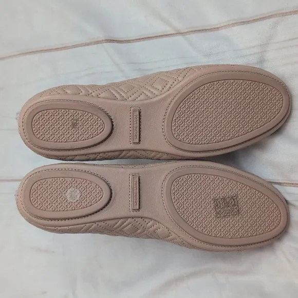 Tory Burch Travel Ballerina Flats Quilted Beautiful Goan Sand Gold  size 7.5