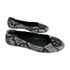 Tory Burch Tri Color Python Embossed Leather Minnie Flats Size 8.5 Animal Print