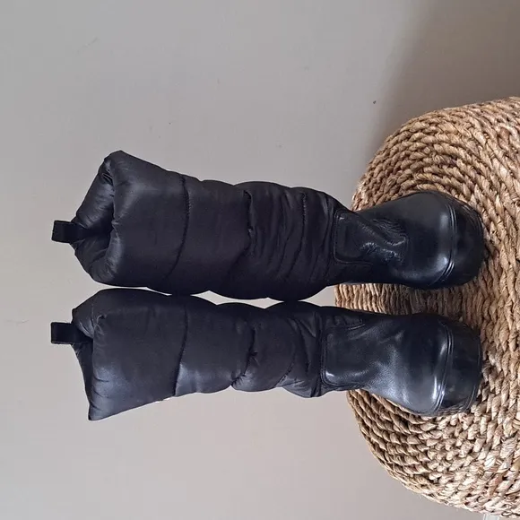 Tory Burch‎ Womens Black Leather/Quilted Puffer Insulated Winter Boots S-8
