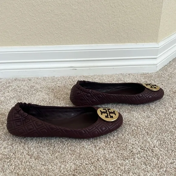 Tory Burch Women's Minnie Quilted Leather Travel Ballet Flats - Port